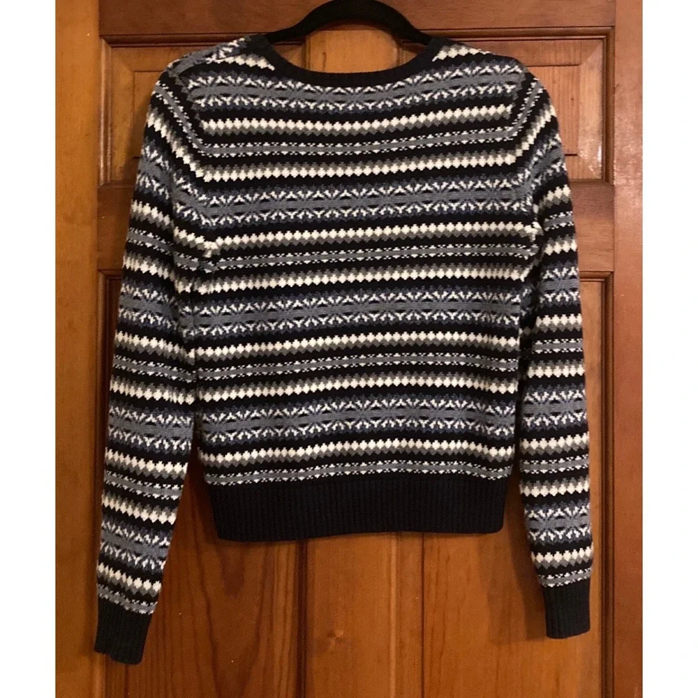 Tommy Hilfiger Women S Navy Fair Isle Cotton Knit Crewneck Sweater Cabin Nordic